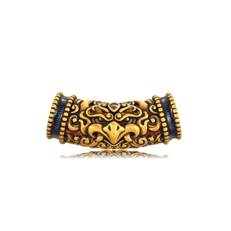 High-end design beaded electric black craft gold winged bird curved tube bracelet beaded jewelry accessories