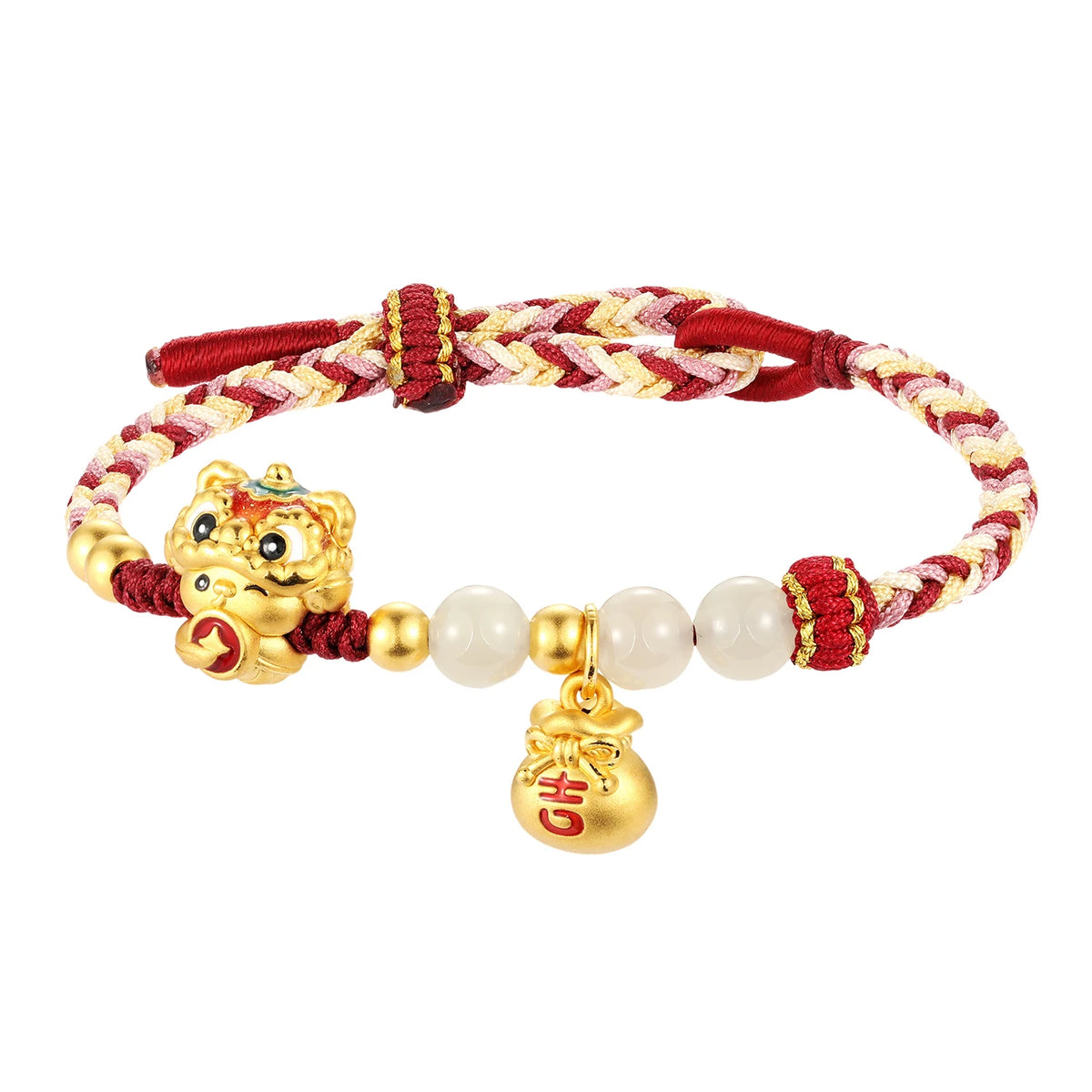 24K Solid Gold Micro-Hard Beaded Braided Bracelet Fashionable High-End Fine Jewelry