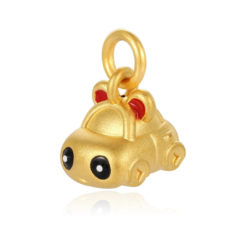 Unique design cute panda car shape gold pendant high-end jewelry accessories 24K gold solid gold pendant
