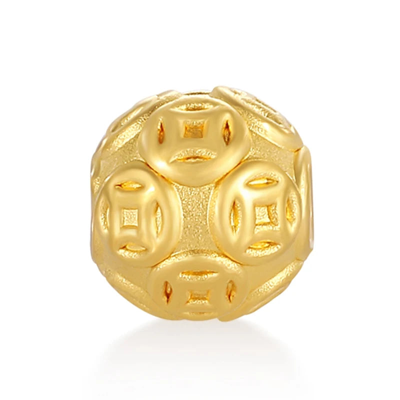 Mini 24K Solid Gold Round Beaded Bracelet Unique Micro Hard Gold High-End Jewelry Accessories Jewelry Findings Components