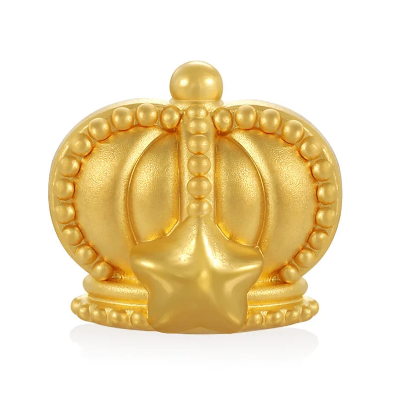 24K Gold Crown Button Accessory Bracelet Ladies Minimalist DIY Jewelry 0.3g
