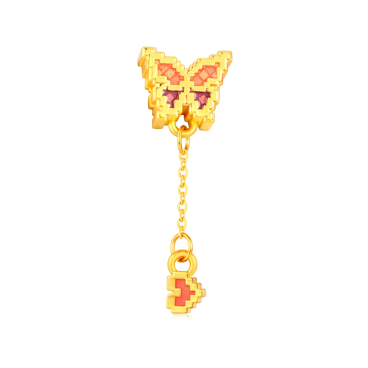 Pixel Butterfly Gold Charm - 0.95g