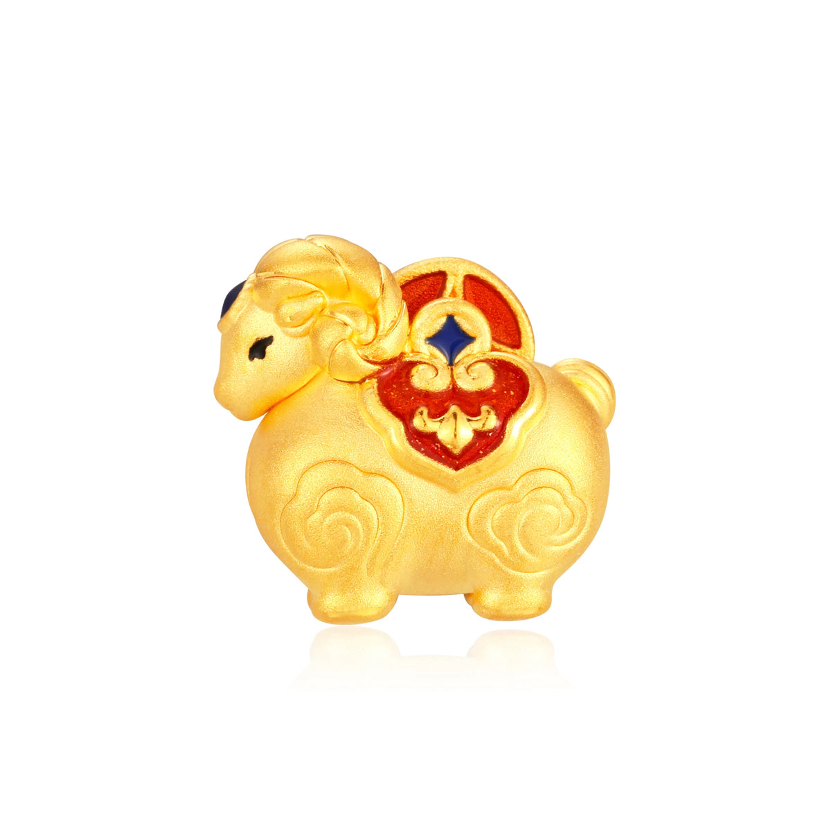 Spinning Wealth Gathering Fortune Gathering Goat Gold Charm - 1.15g