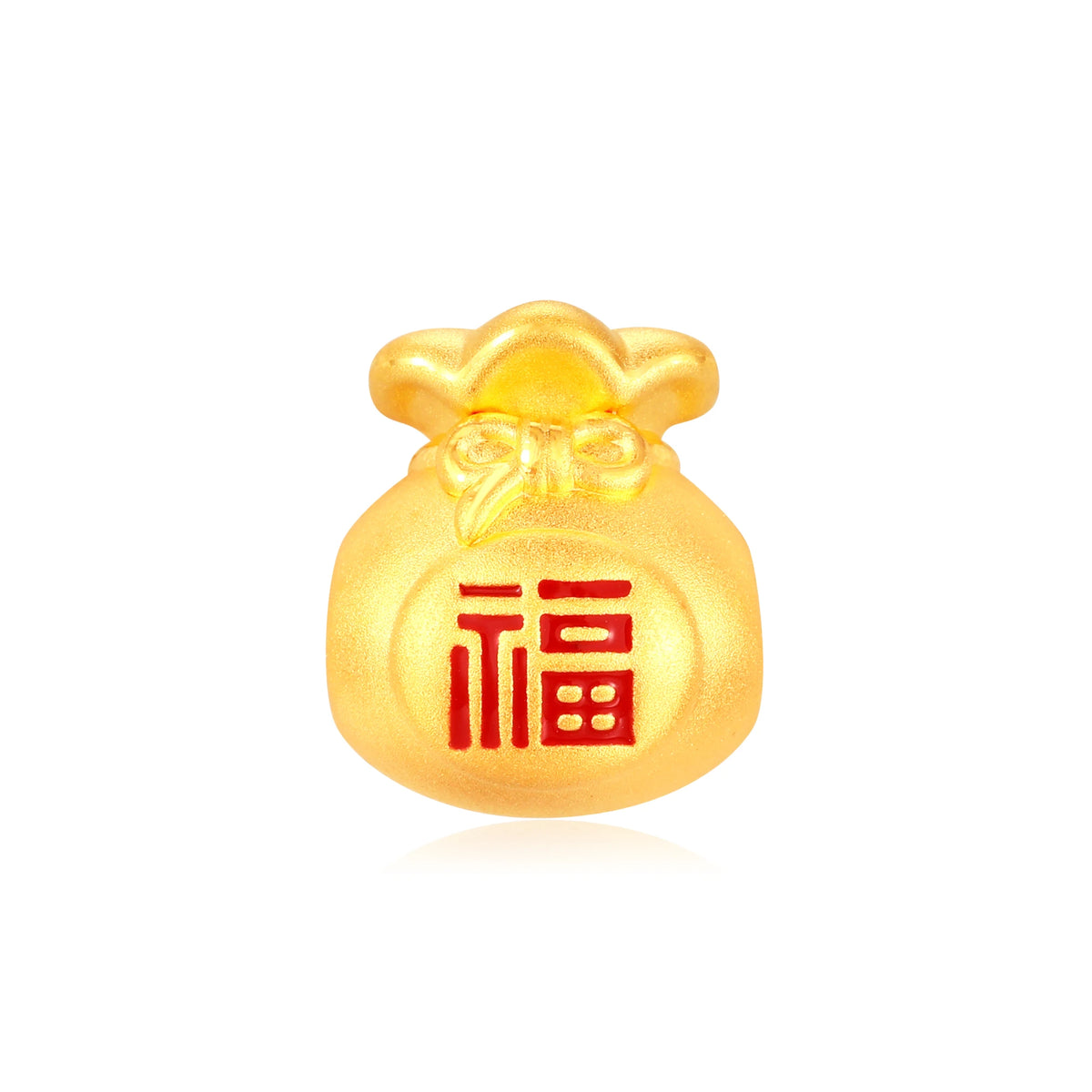 Micro Hard Gold Fortune Bag Bracelet Charm Gold - 0.75g