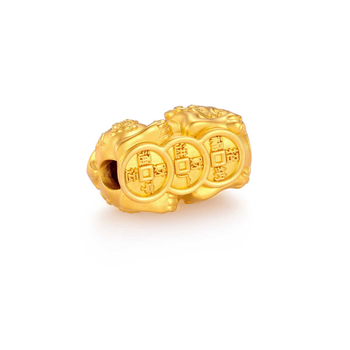 24K Solid Gold Coin Pixiu Charm 3.8g
