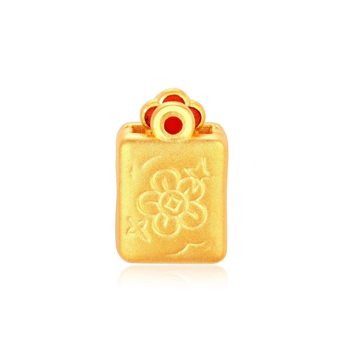 24K Solid Gold Rotating Kong Flower Mahjong Charm 0.9g