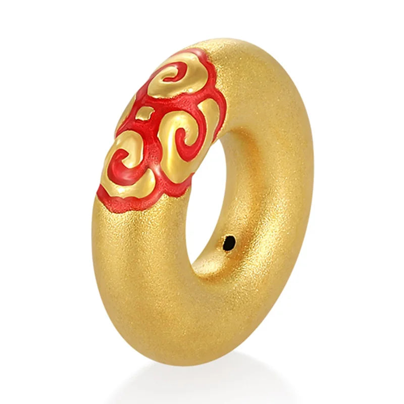 Luxury Design Classical Chinese Style 24k Micro-hard Gold Pure Gold Enamel Craftsmanship Auspicious Moire 4.0mm Aperture Beaded