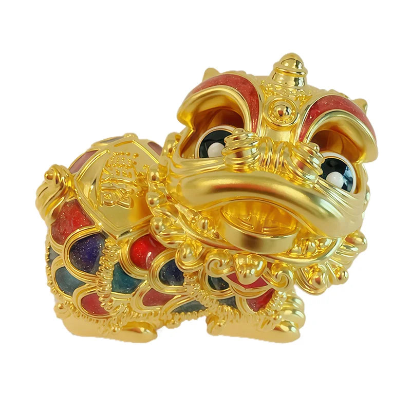 24K Gold Movable Eye Fortune Lion Beaded DIY Bracelet Wealth Protection Jewelry 50.5g