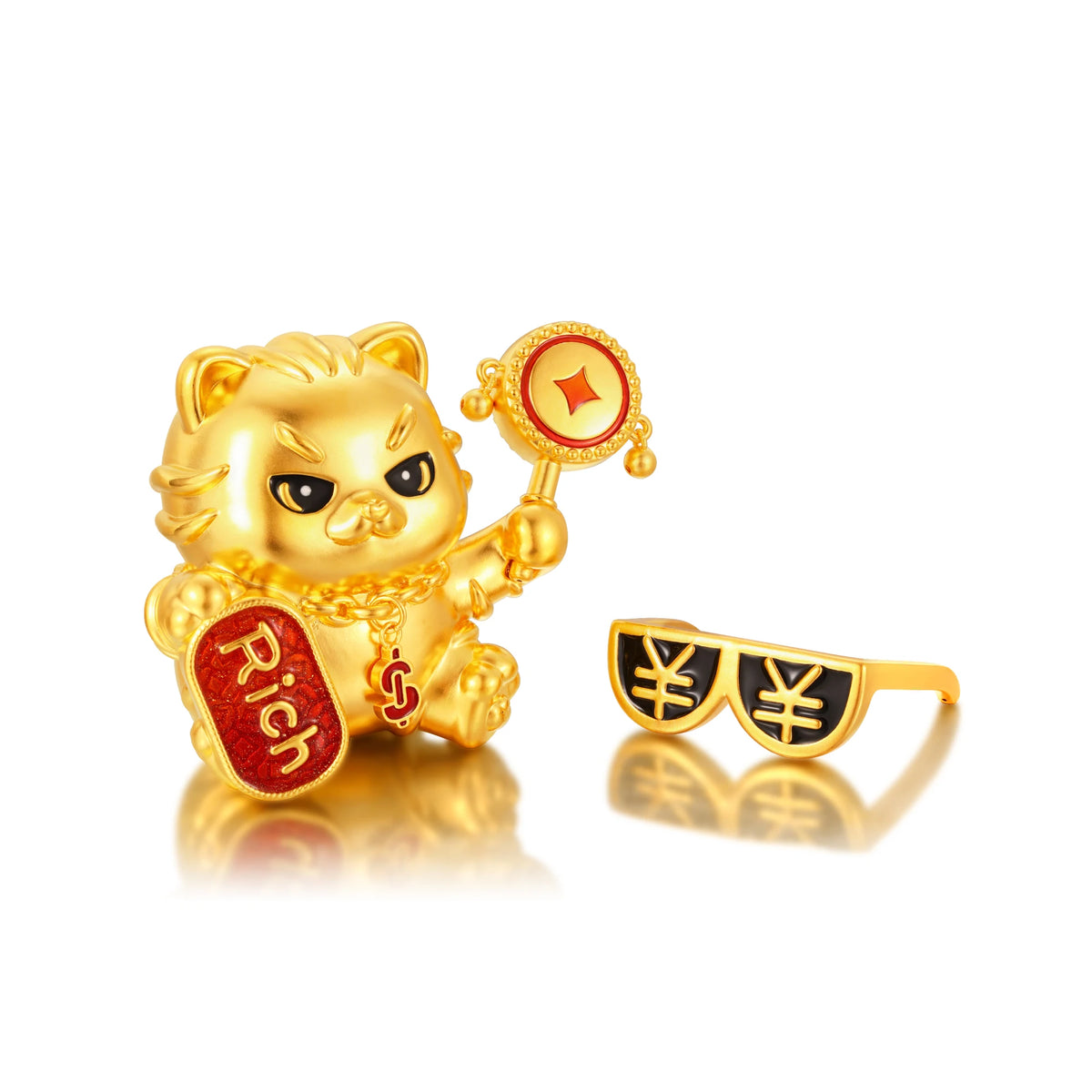 24K Solid Gold Large Lucky Cat Wealth Figurine 30.6g
