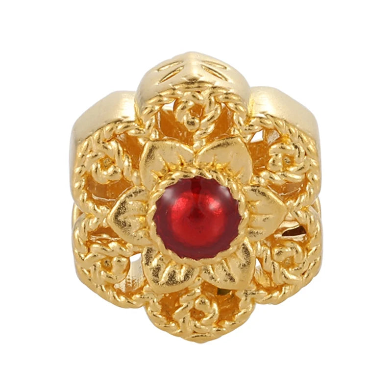 0.6g trendy fashion culture luxury 24k micro-hard gold six-petal flower hollow filigree bracelet beaded