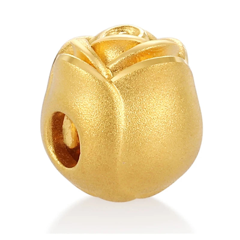 Gorgeous and luxurious 24k solid gold rose-shaped bracelet beaded pure gold jewelry accessories