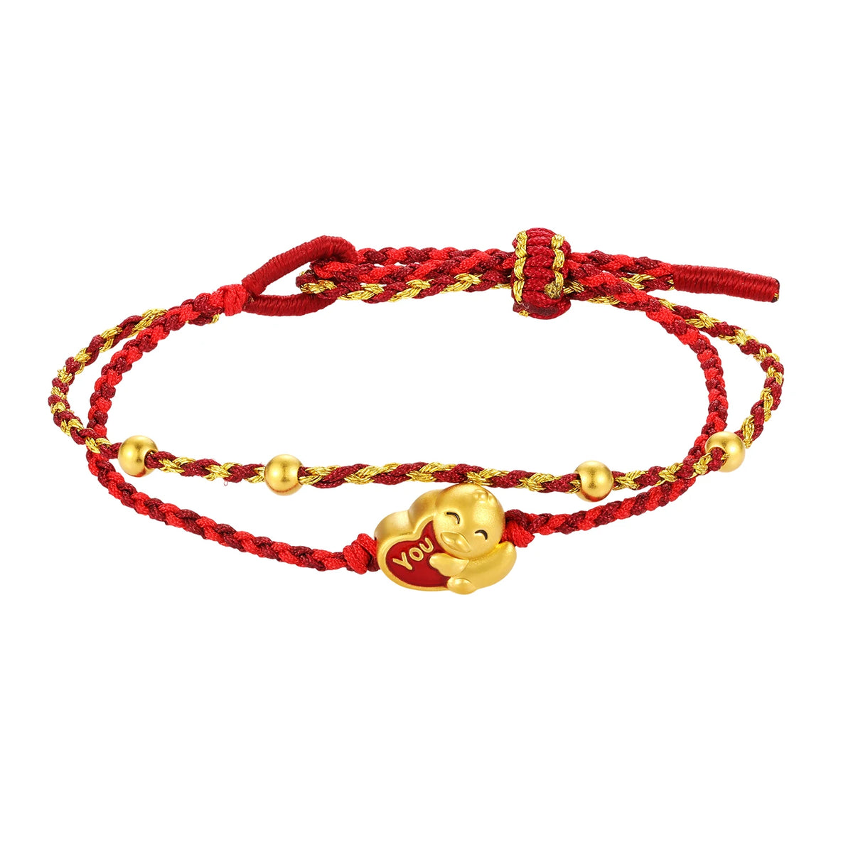 24K Solid Gold Love You Duck Bracelet Charm 0.45g