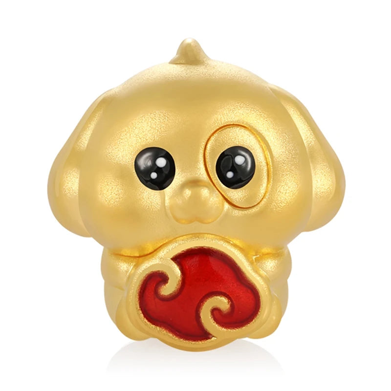 Chinese Zodiac culture 24k micro-hard gold pure gold auspicious cloud chicken-shaped bracelet beaded high-end gold jewelry