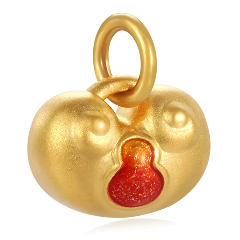 24K Gold Tiny Ruyi Gourd Pendant Elegant Daily Jewelry 0.4g