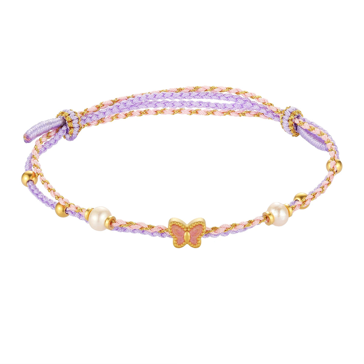 24K Solid Gold Butterfly Bracelet Charm 0.45g
