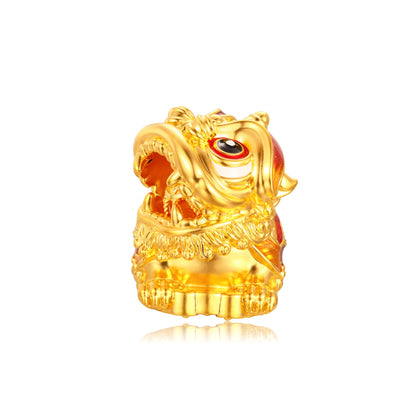 24K hard gold ball-included right-turning awake lion ornament BJ007 20g