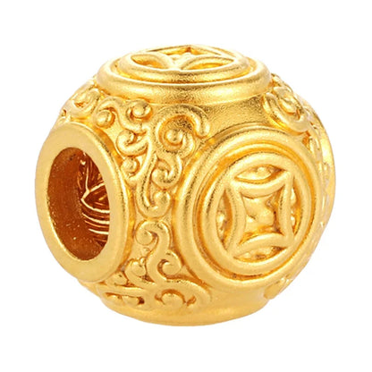 Luxury micro-hard gold 24K solid gold copper coin pattern bracelet beaded high-end gold jewelry accessories