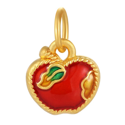 New apple small pendant enamel craftsmanship high-end necklace pendant 24K solid gold luxury pendant