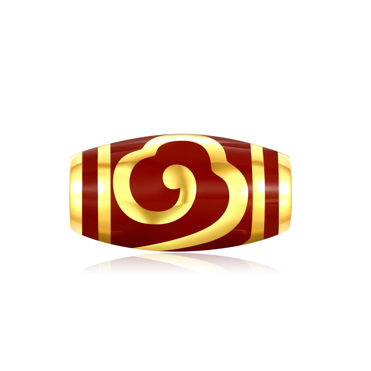 24K Solid Gold Red All Smooth Flattened Gilded Charm 1.75g