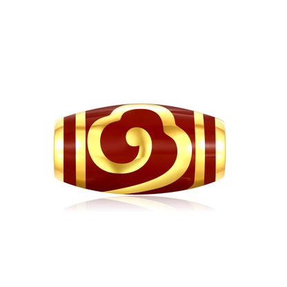 24K Solid Gold Red All Smooth Flattened Gilded Charm 1.75g