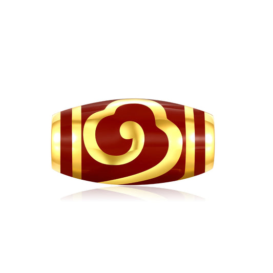 24K Solid Gold Red All Smooth Flattened Gilded Charm 1.75g