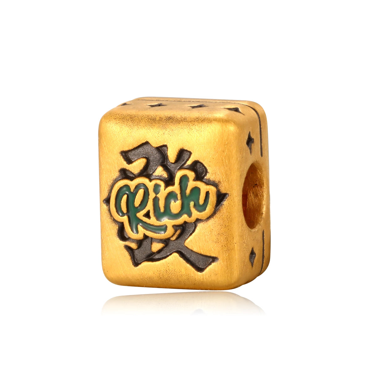 24K Black Gold Fortune Mahjong Pendant 0.55 grams