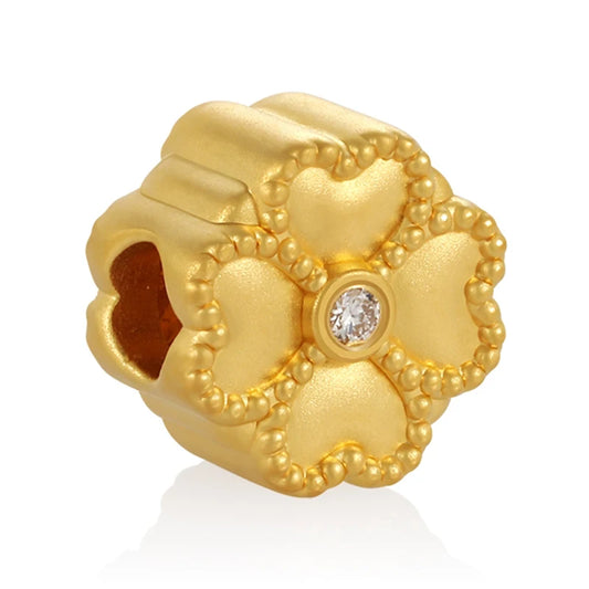 Four-leaf clover shape small bracelet accessories beaded wholesale can be customized 24K solid gold beaded