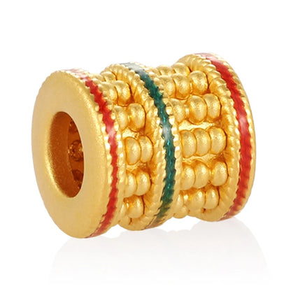 24K Gold Abacus Beaded Bracelet Wedding Auspicious Jewelry 0.45g