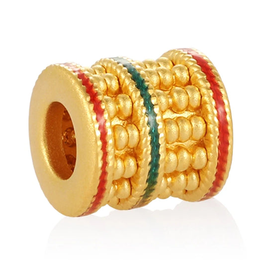 24K Gold Abacus Beaded Bracelet Wedding Auspicious Jewelry 0.45g