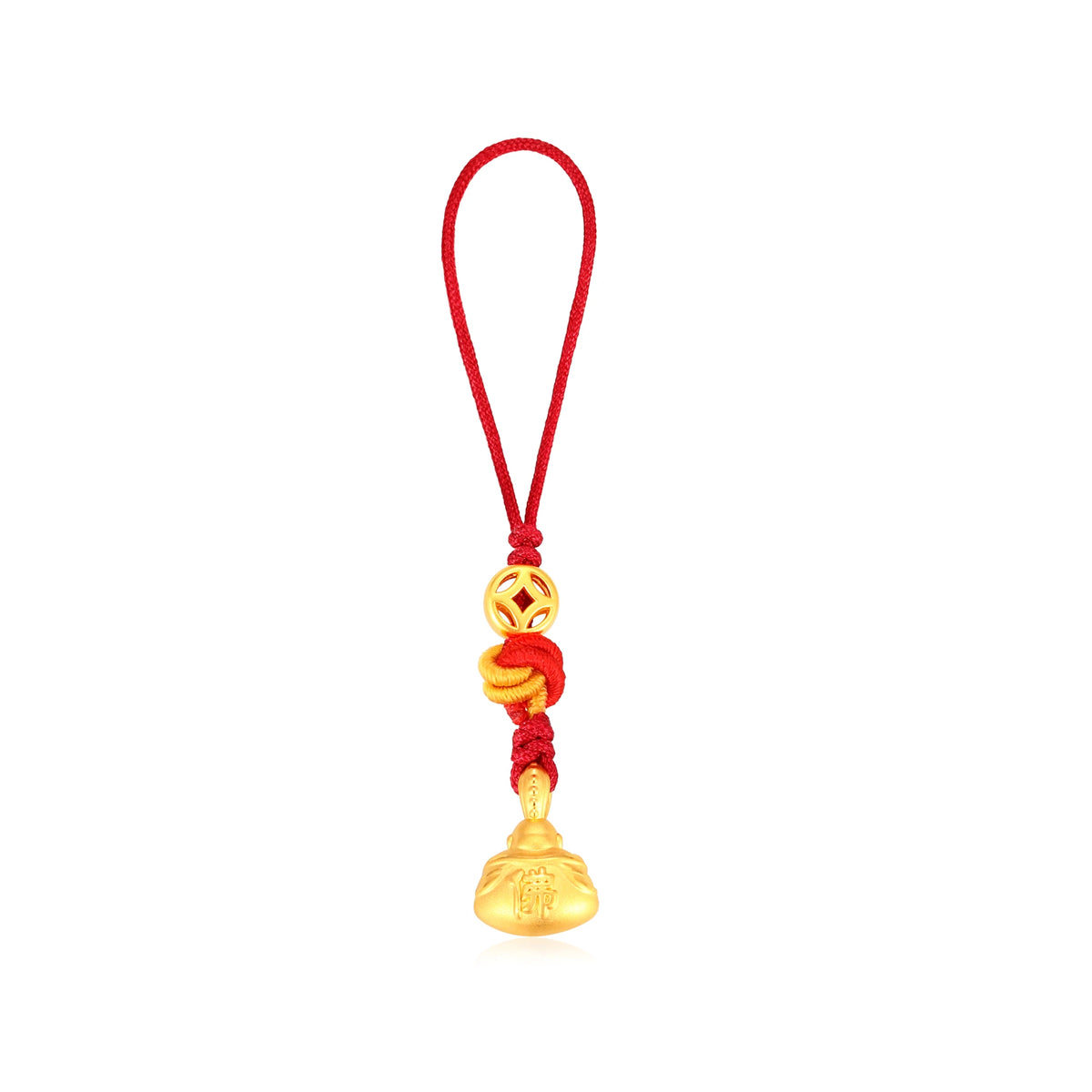 24K Solid Gold Maitreya Buddha Coin Pendant Charm 0.6g