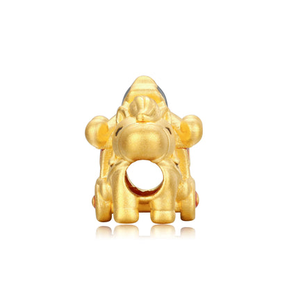 24K Solid Gold Wealth Horse Carriage Charm 0.9g