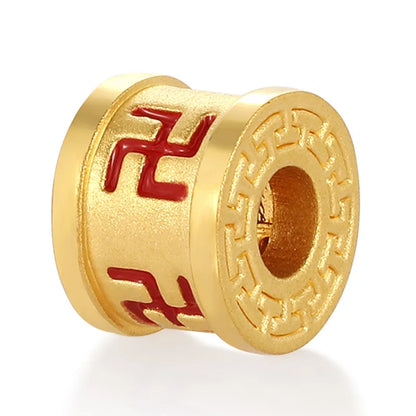 Luxury design micro-hard gold 24k pure gold ancient Chinese special text pattern bracelet beaded gold jewelry accessories