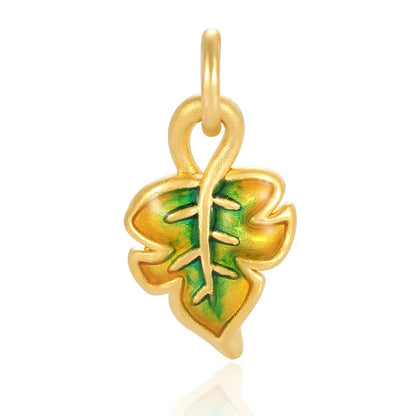 Wholesale Gold leaf Necklace Pendant 24K solid gold Luxury Pendant Unique Design Enamel Craft Pendant