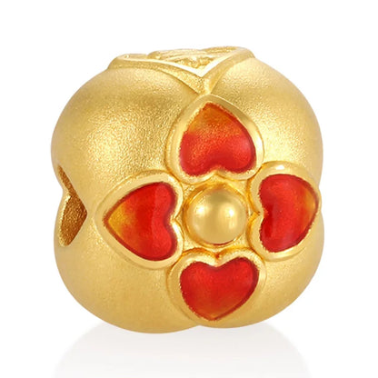 24K Pure Gold Beaded Bracelet Large Chinese Style New Design Slightly Hard Shape 4.0mm Aperture Jewelry Findings Components