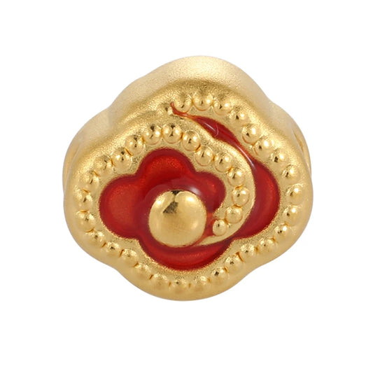 Luxury 24K Solid Gold Beaded Bracelet Components with 2.4mm Aperture Cute Cloud Design Micro Hard Finish