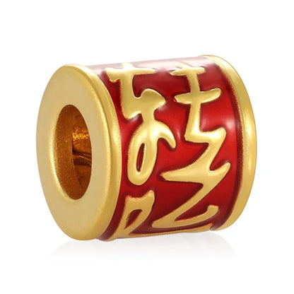 Unique design Chinese style 24K micro-hard gold solid gold Good luck symbol shape bracelet beaded
