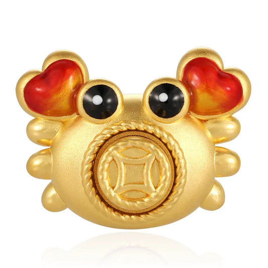 High-end beaded luxury 24K Solid Gold crab shape beaded Jewelry accessories Amulet beaded For children
