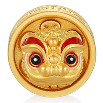24K Solid Gold Luxury Lion Bracelet 1.1g Hard Beads Customizable Packaging with OEM/ODM for gift