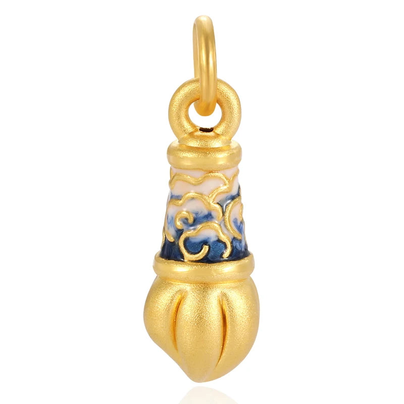 Brush Shape Enamel Finish Cute Luxury Charm Pendant 24K Solid Gold High-end Jewelry Accessories for Daily Wear and Anniversary