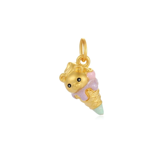 Cute Cone Charm Pendant 24K Solid Gold Enamel Craft New Design Sweet Style Jewelry Accessories for Daily Use Fashion Statement