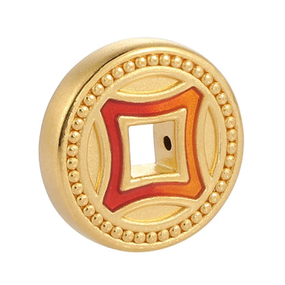 24K Gold Round Coin Beaded Charm Lucky Auspicious Jewelry 0.4g