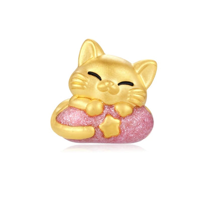 Kitten Shape Beaded Fashion Bracelet Accessories 24K Solid Gold High-End Jewelry Sandblasted 3.0mm Aperture