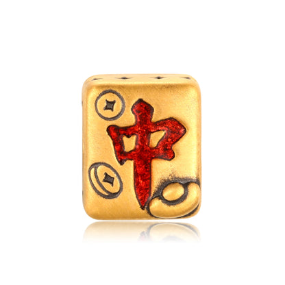 24K Black Gold Red Mahjong Pendant 0.55 grams
