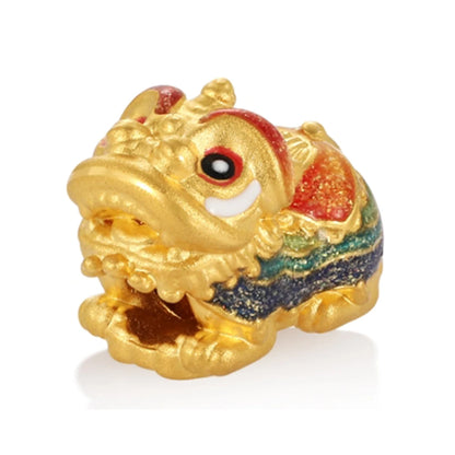 Slightly hard golden blessing lion-shaped beaded for bracelet 0.5g 24K solid gold jewelry accessories beaded