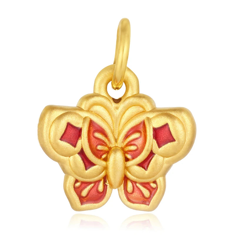 Wholesale 24K solid gold luxury pendant gold butterfly shape pendant high-end jewelry accessories pendant