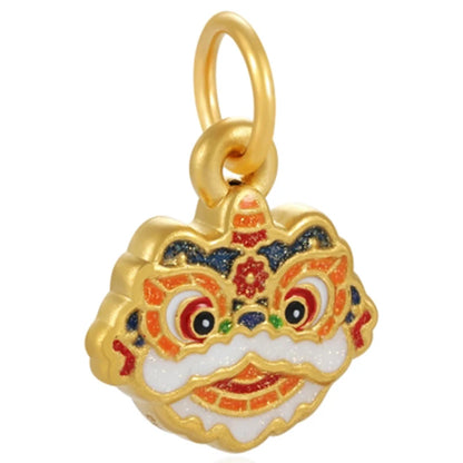 24K Gold Double-Sided Lion Pendant DIY Bracelet Unisex Wealth Accessory 0.55g