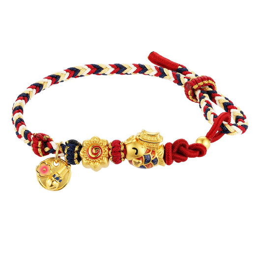 High-end Luxury Customized Gift 24k Gold Pure Gold Charm Bracelet AU999 Hand-woven Rope Bracelet