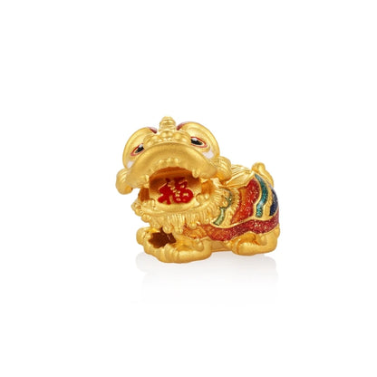24K Solid Gold Beads Lion-Nodded Luxury High-End Jewelry Accessories Hard Gold for Bracelets and Other Pieces