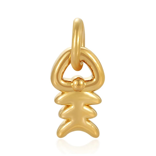 24K Gold Fishbone Pendant DIY Bracelet Minimalist Charm Accessory For Women 0.3g