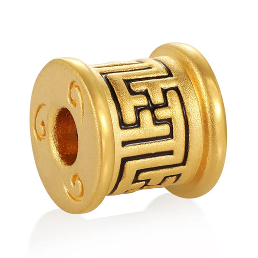 Enamel craftsmanship luxury gold jewelry 24k solid gold micro-hard gold Chinese ancient text pattern bracelets beaded